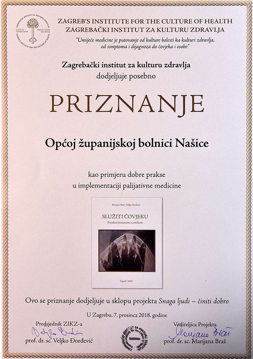 OŽB Našice Palijativa Priznanje Priznanje 880