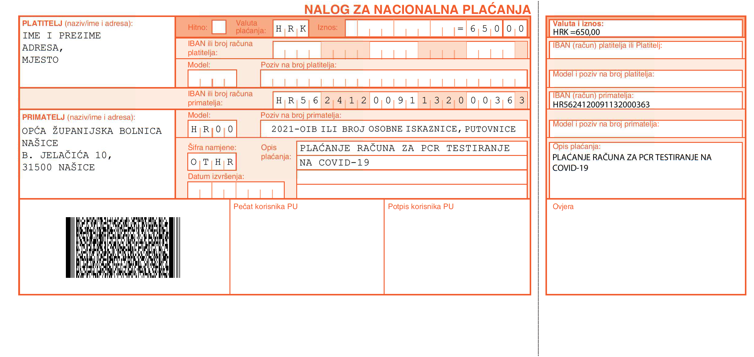 Uplatnica PCR 650 1